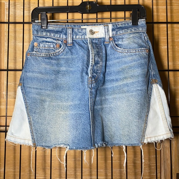NWOT FREE PEOPLE Bicolor Denim Skirt - Picture 2 of 6